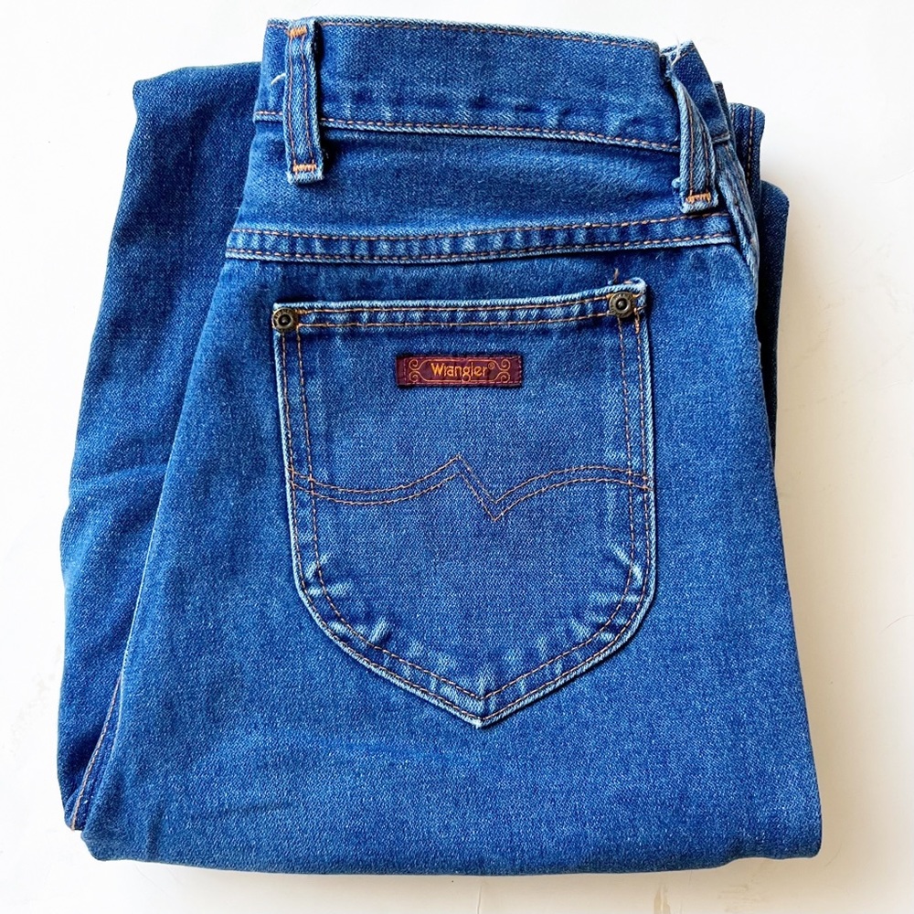 Vintage Wrangler Straight Leg High Rise Jeans No Fault Flat Front Blue Jeans 29 - Picture 5 of 14